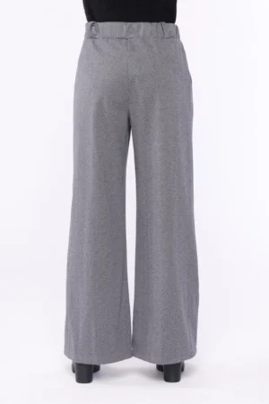 PANTALONE Spigato a gamba larga e elastico in vita