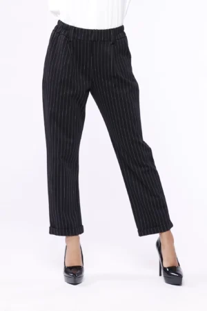 PANTALONE comodo a righe con elastico di chiusura