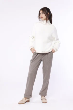 MAGLIA caldo inverno a collo alto con orli a costine bicolore ONEWORLD HYBRID