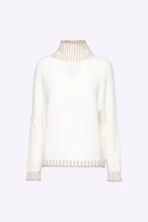 MAGLIA caldo inverno a collo alto con orli a costine bicolore