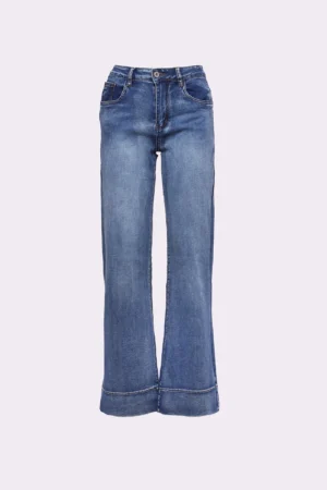 JEANS in denim wide leg e bordo alto alla caviglia