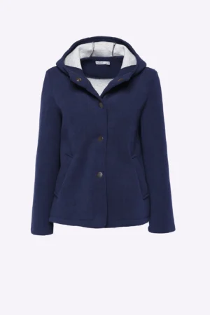 CAPPOTTO softshell corto con cappuccio e tasche diagonali