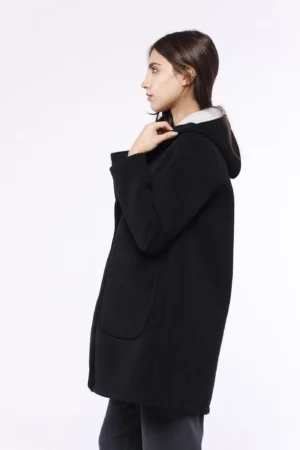 CAPPOTTO softshell lungo con cappuccio e tasche applicate