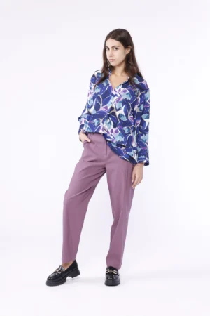 BLUSA fantasia di fiori con colletto alla coreana aperto a V e manica a kimono ONEWORLD HYBRID