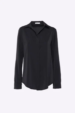 CAMICIA monocolore a manica lunga con bottoncini interni e collettto alla francese