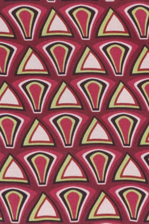 BLUSA fantasia geometrica di fiori con scollo a giro e orli a sbuffo