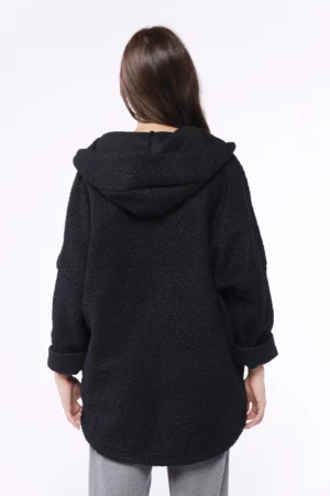 CAPPOTTO Teddy con cappuccio e chiusura a bottoni larghi