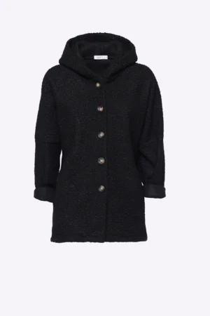 CAPPOTTO Teddy con cappuccio e chiusura a bottoni larghi