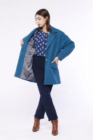 CAPPOTTO lungo monopetto con collo reverse e tasche diagonali ONEWORLD HYBRID