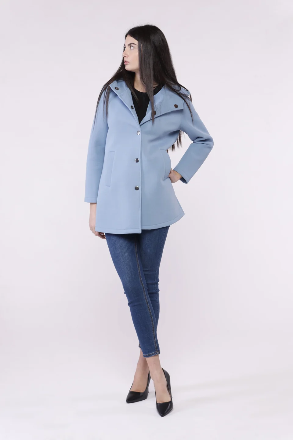 CAPPOTTO Softshell lungo con bottoncini interni di chiusura cappuccio e tasche verticali ONEWORLD HYBRID