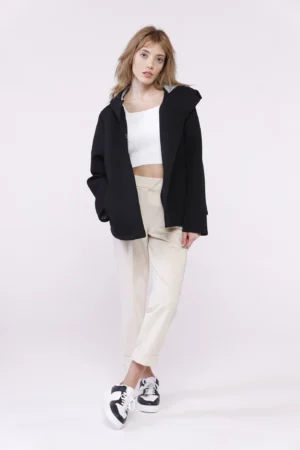 CAPPOTTO Softshell corto con bottoncini interni di chiusura cappuccio e tasche diagonali