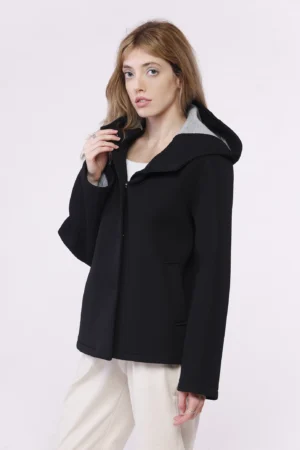 CAPPOTTO Softshell corto con bottoncini interni di chiusura cappuccio e tasche diagonali