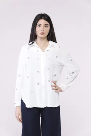 CAMICIA elegante a manica lunga con graziosi strass applicati