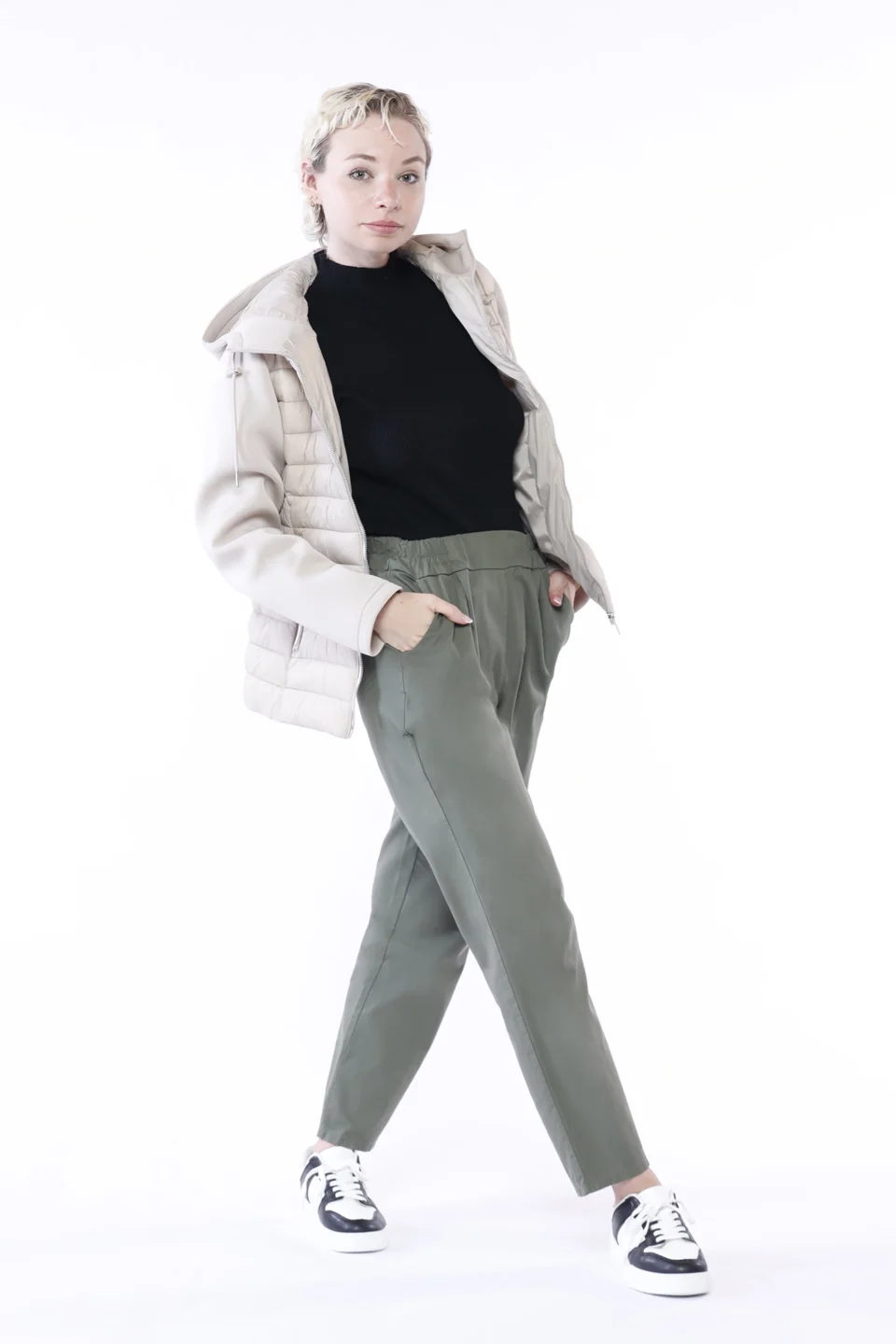 GIACCA piumino autunnale corto con maniche e cappuccio in softshell ONEWORLD HYBRID