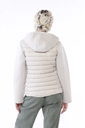 GIACCA piumino autunnale corto con maniche e cappuccio in softshell