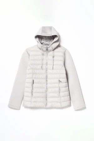 GIACCA piumino autunnale corto con maniche e cappuccio in softshell