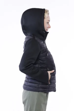 GIACCA piumino autunnale corto con maniche e cappuccio in softshell