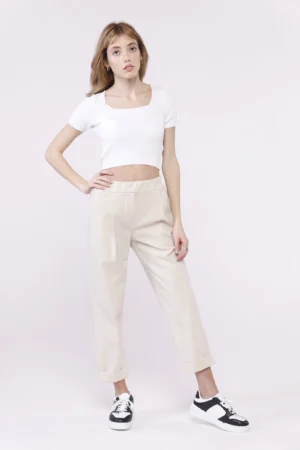 PANTALONE comodo con risvolti alle caviglie ed elastico di chiusura arricciato ai lati ONEWORLD HYBRID