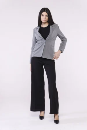 GIACCA business woman a righe monopetto con taschine decorative e con collo reverse