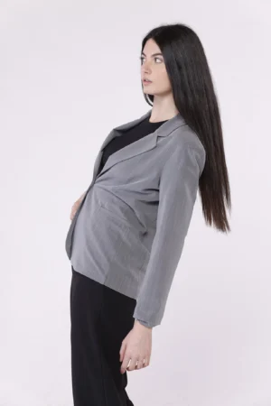 GIACCA business woman a righe monopetto con taschine decorative e con collo reverse