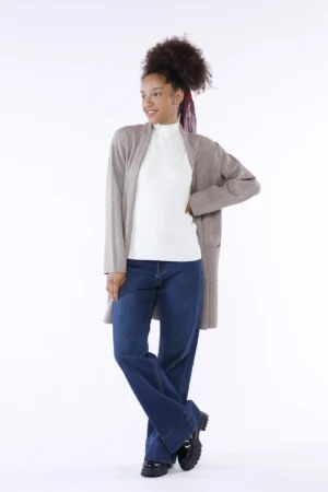 CARDIGAN lungo aperto sul davanti con tasche laterali