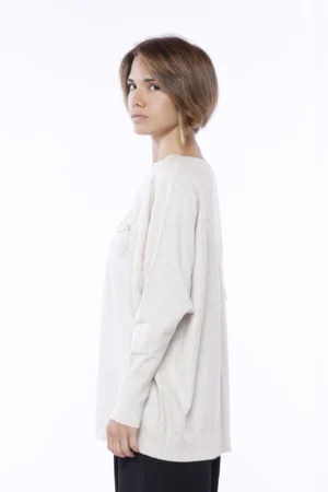 MAGLIA casual a girocollo con grazioso ricamo sul petto e orli a costine