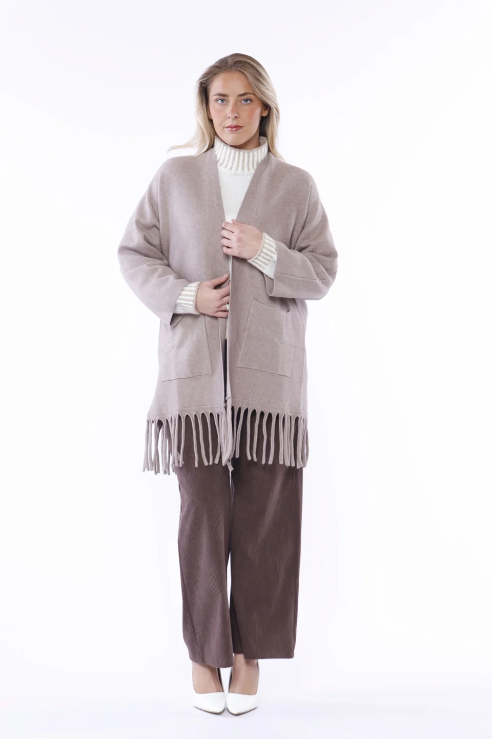 CARDIGAN lungo con frange aperto sul davanti ONEWORLD HYBRID