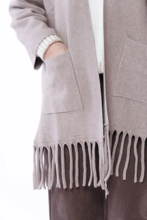 CARDIGAN lungo con frange aperto sul davanti