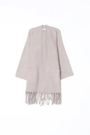 CARDIGAN lungo con frange aperto sul davanti