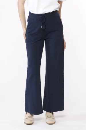 PANTALONE wide leg felpato in morbido cotone con laccetto elastico di chiusura in vita