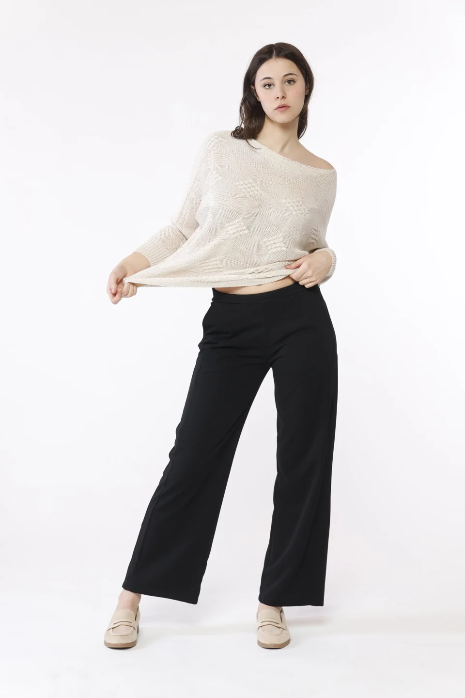 PANTALONE wide leg con elastico di chiusura e tasche laterali ONEWORLD HYBRID