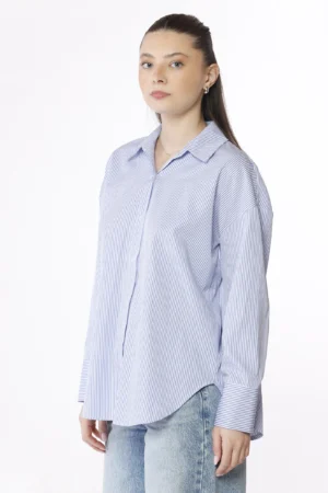 CAMICIA business woman con colletto alla francese e fondo arrotondato