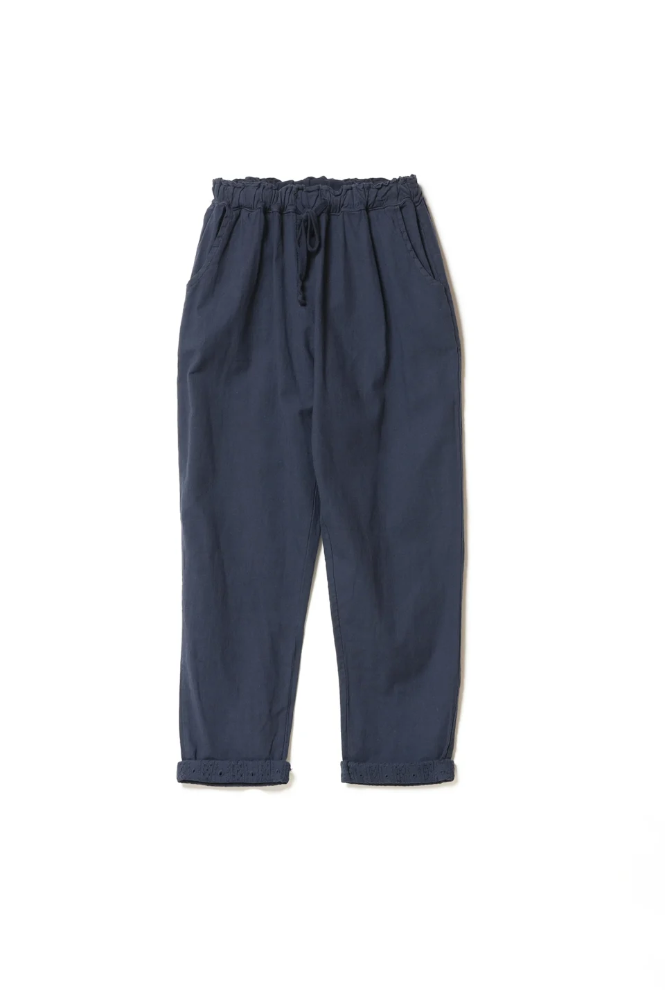 PANTALONE fresco lino con risvolto sangallo e comodo laccetto di chiusura