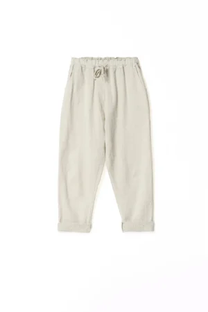 PANTALONE fresco lino con risvolto sangallo e comodo laccetto di chiusura