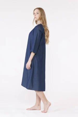 ABITO denim lungo con manica risvoltata