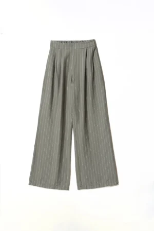 PANTALONE rigato wide leg con comoda chiusura a elastico