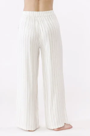 PANTALONE in tessuto tencel wide leg a righe
