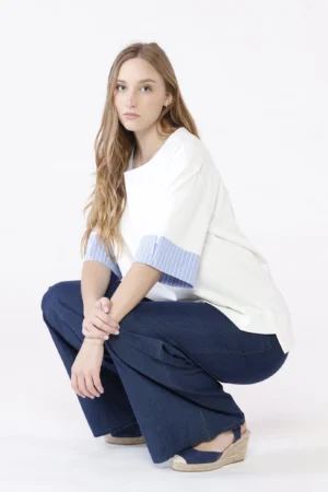 BLUSA casual con manica a tre quarti e interno a righe