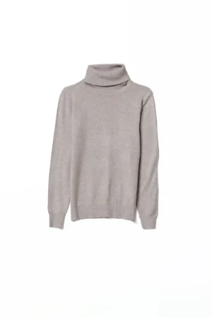 MAGLIA lunga a collo alto con orli a costine