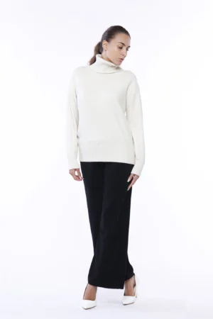 MAGLIA pullover a collo alto e orli a costine