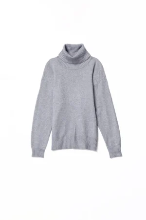 MAGLIA pullover a collo alto e orli a costine