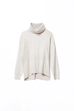 MAGLIA a collo alto con orli a costine e manica ampia