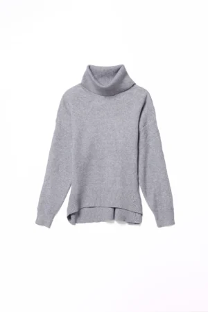 MAGLIA a collo alto con orli a costine e manica ampia