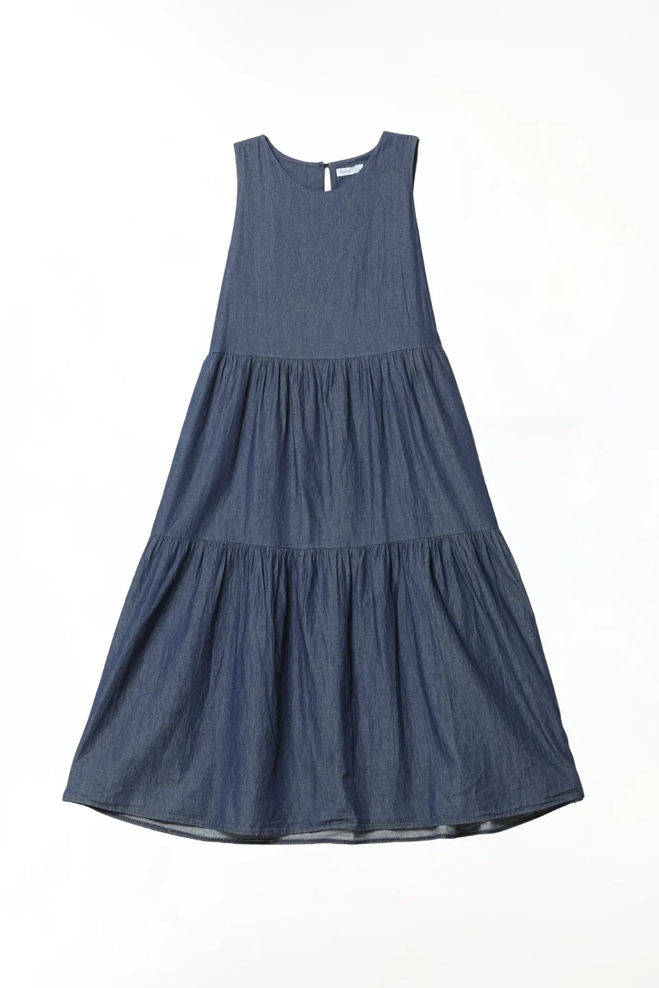 ABITO abito denim con gonna stratificata a sbuffo smanicato