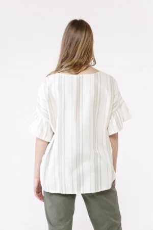 BLUSA ampia con maniche a sbuffo e scollo a barchetta