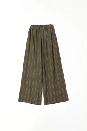 PANTALONE comodo wide leg rigato con tasche laterali