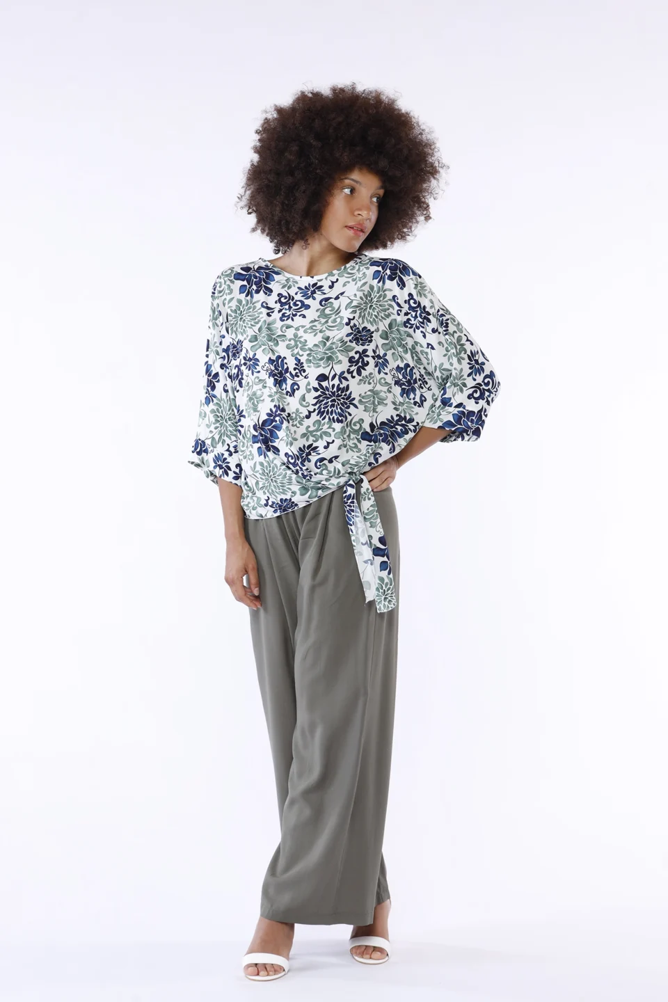 BLUSA ampia con scollo a barchetta e laccio da stringere al fondo ONEWORLD HYBRID