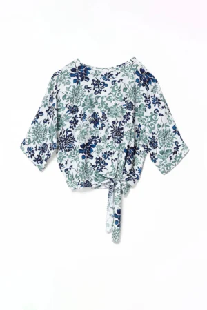 BLUSA ampia con scollo a barchetta e laccio da stringere al fondo