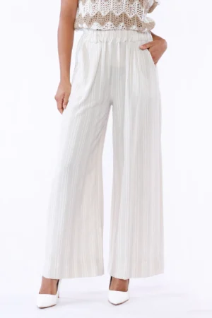 PANTALONE a palazzo motivo a righe di tendenza con elastico di chiusura in vita e comdoe tasche laterali