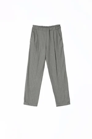 PANTALONE a righe con risvolti alle caviglie e taschine laterali